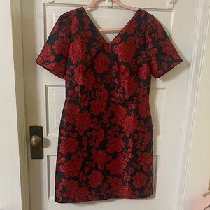 Talbots Black and Red Floral Mini Dress